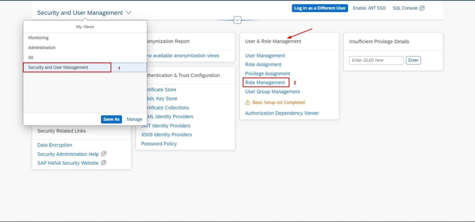 How to manage roles and privileges for users in SAP HANA Cloud